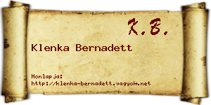 Klenka Bernadett névjegykártya
